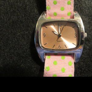 QUARTZ JAPAN MVMT WATCH 11 BRAND, PINK/GREEN BAND